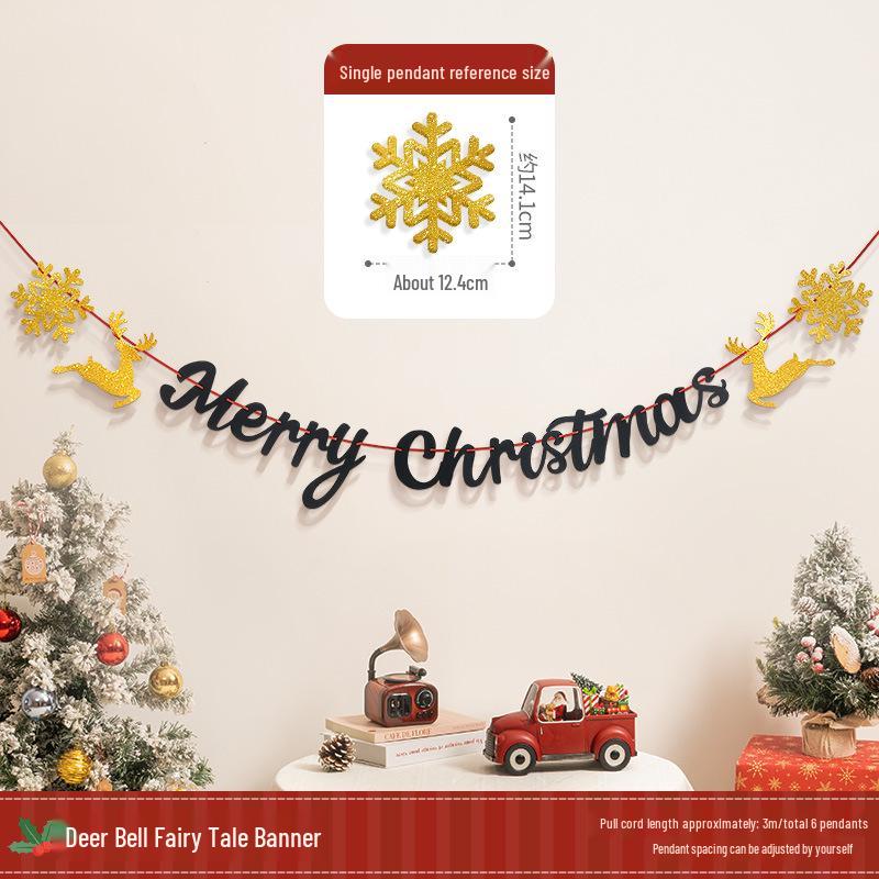 Christmas Tree Hanging Ornaments & Festive Decorations with Atmosphere Lights & Pull Flowers