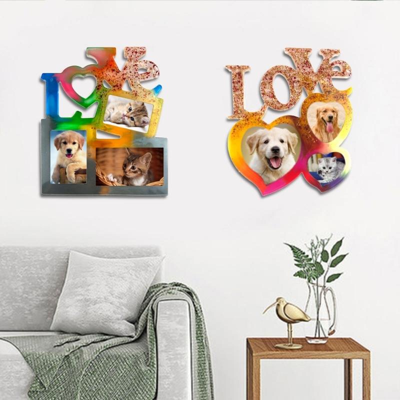Photo Frame Decoration Silicone Mold LOVE Epoxy Jewelry Mold Resin Casting Pendant Mold Suitable for Diy Resin Crafts