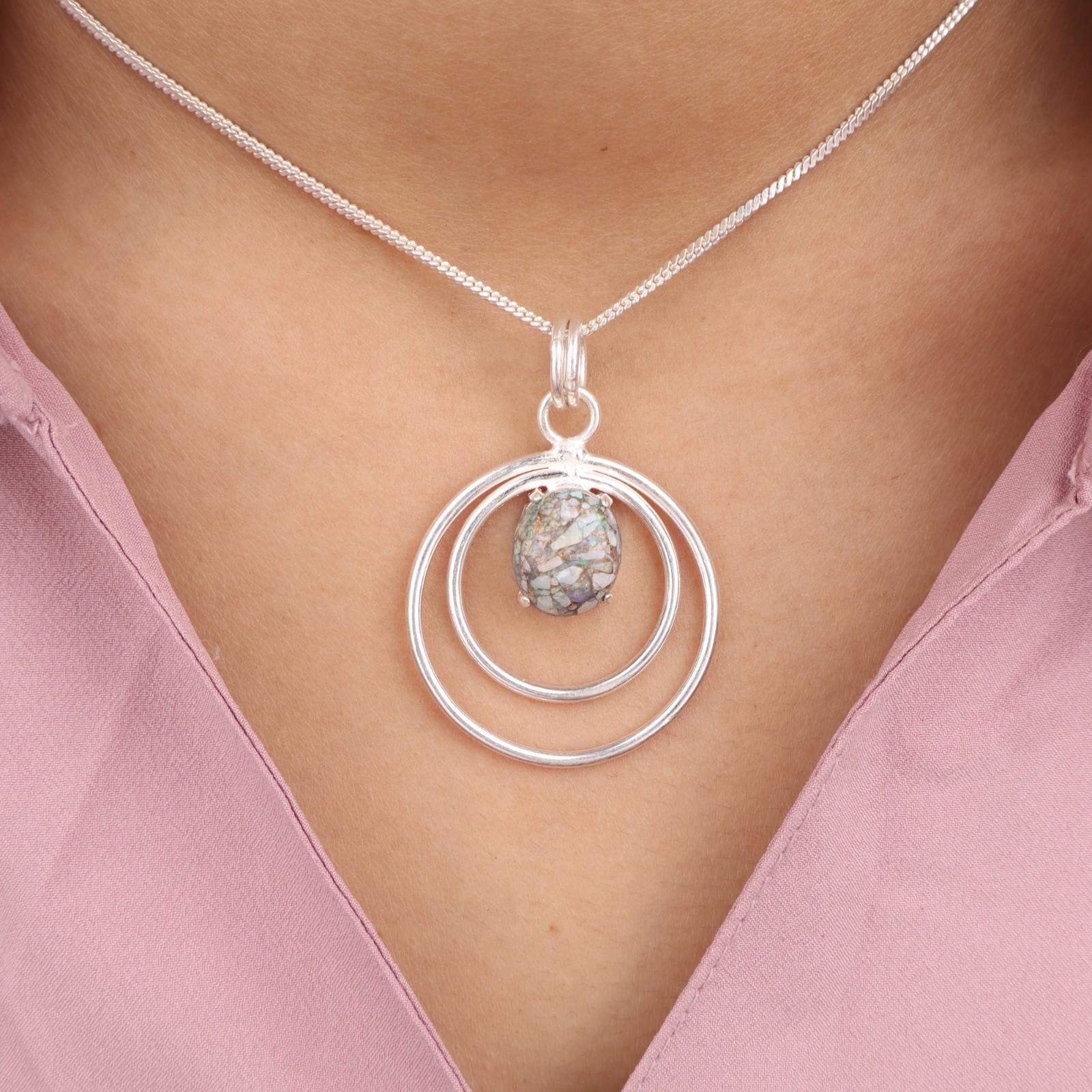 

Ethiopian Copper Turquoise Gemstone 925 Sterling Silver Jewelry Pendant 1.65 PP-61-42