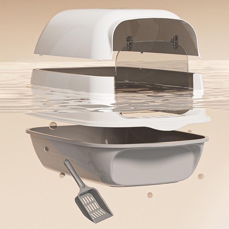 Large Pp Cat Litter Box Fully Enclosed Odor Control Cat Toilet Easy-To-Clean Litter Pan Anti-Tracking Pet Supplies