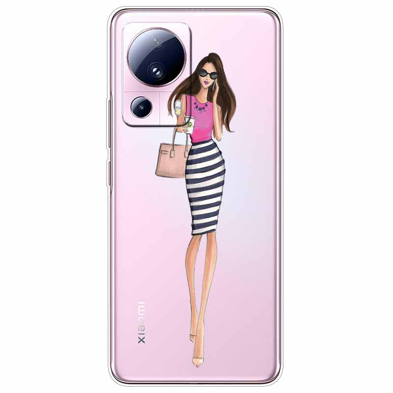 For Xiaomi 13 Lite 5G Case 13Lite Clear TPU Soft Lovely Cats Silicone Print Cover for Xiaomi Mi 13 Lite Transparent Xiaomi13Lite