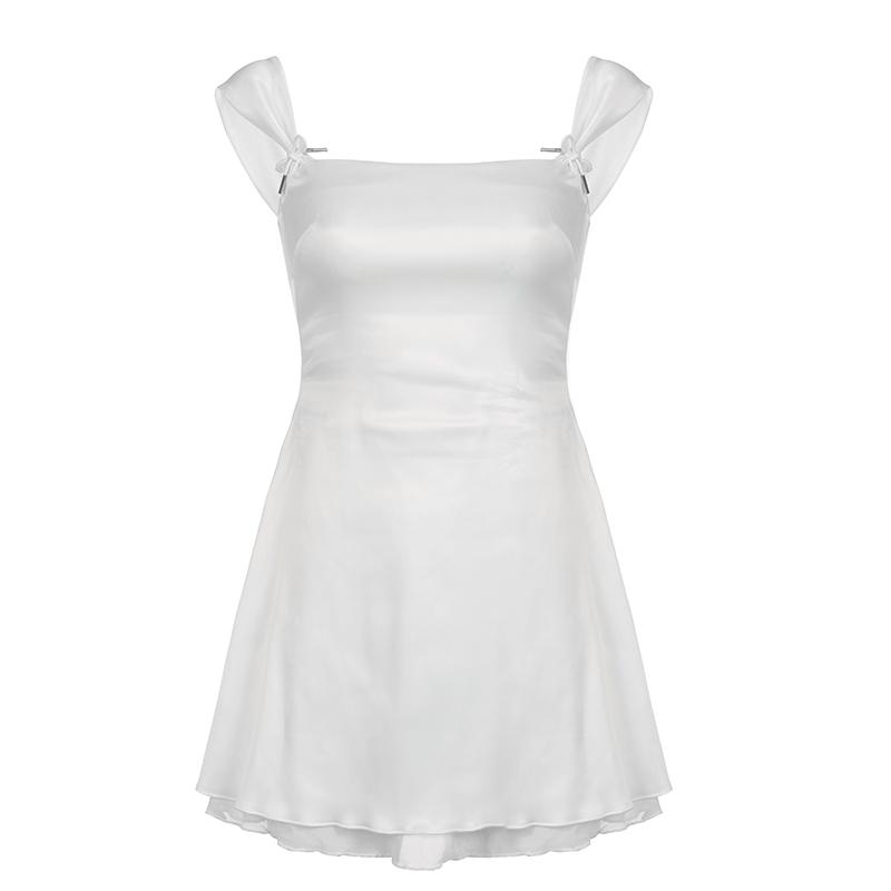 Sleeveless Black Goth Y2K Mini Dresses Two Layer Korean Fashion Square Collar Fairy Dress Kawaii A Line Birthday Dress for Women Robes