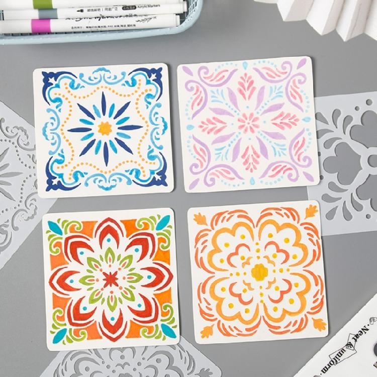 6 Pcs Flowers Stencils Drawing Stencils Leaf Templates For Creative Scrapbook Pages And DIY Home Projects