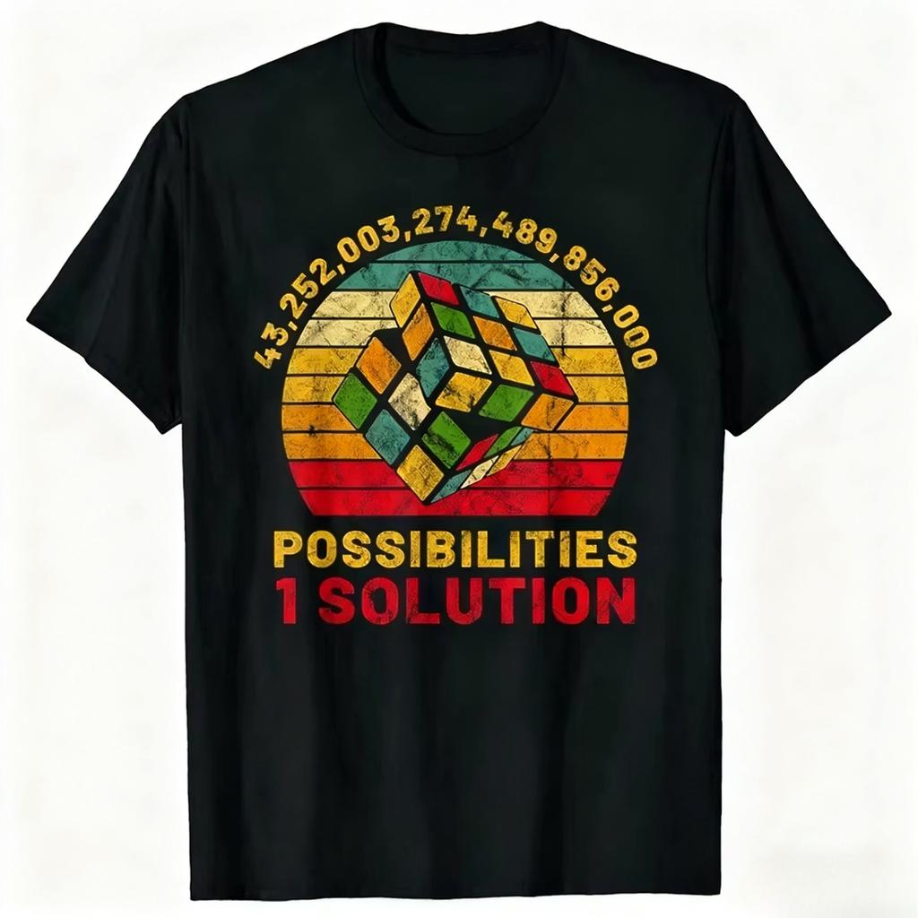 Retro Funny Melting Rubiks Cube Mental Math TShirt Summer Rubiks Cube Pattern Print Mens ShortSleeve TShirt Soft Cotton