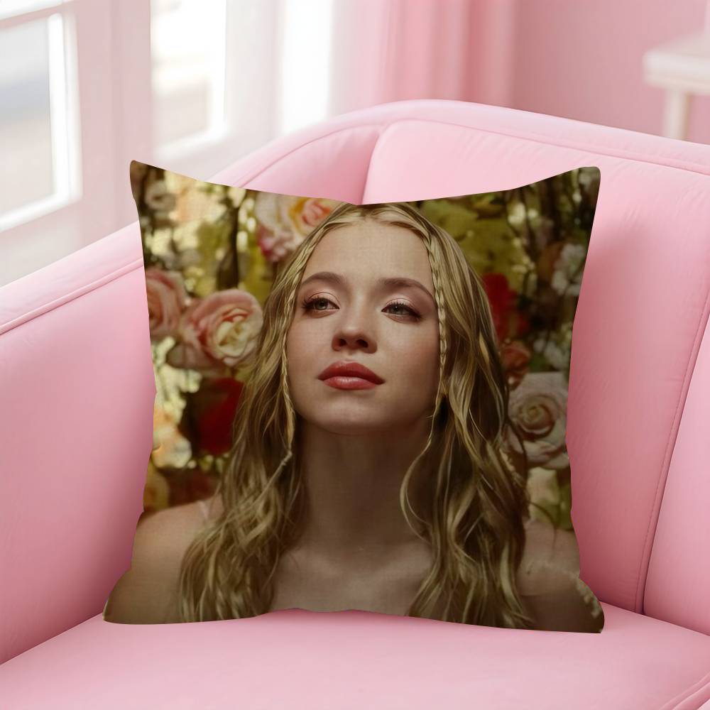 Actor Sydney Sweeney Cushion Cover Car Throw Pillow Case For Sofa Car Christmas Gift