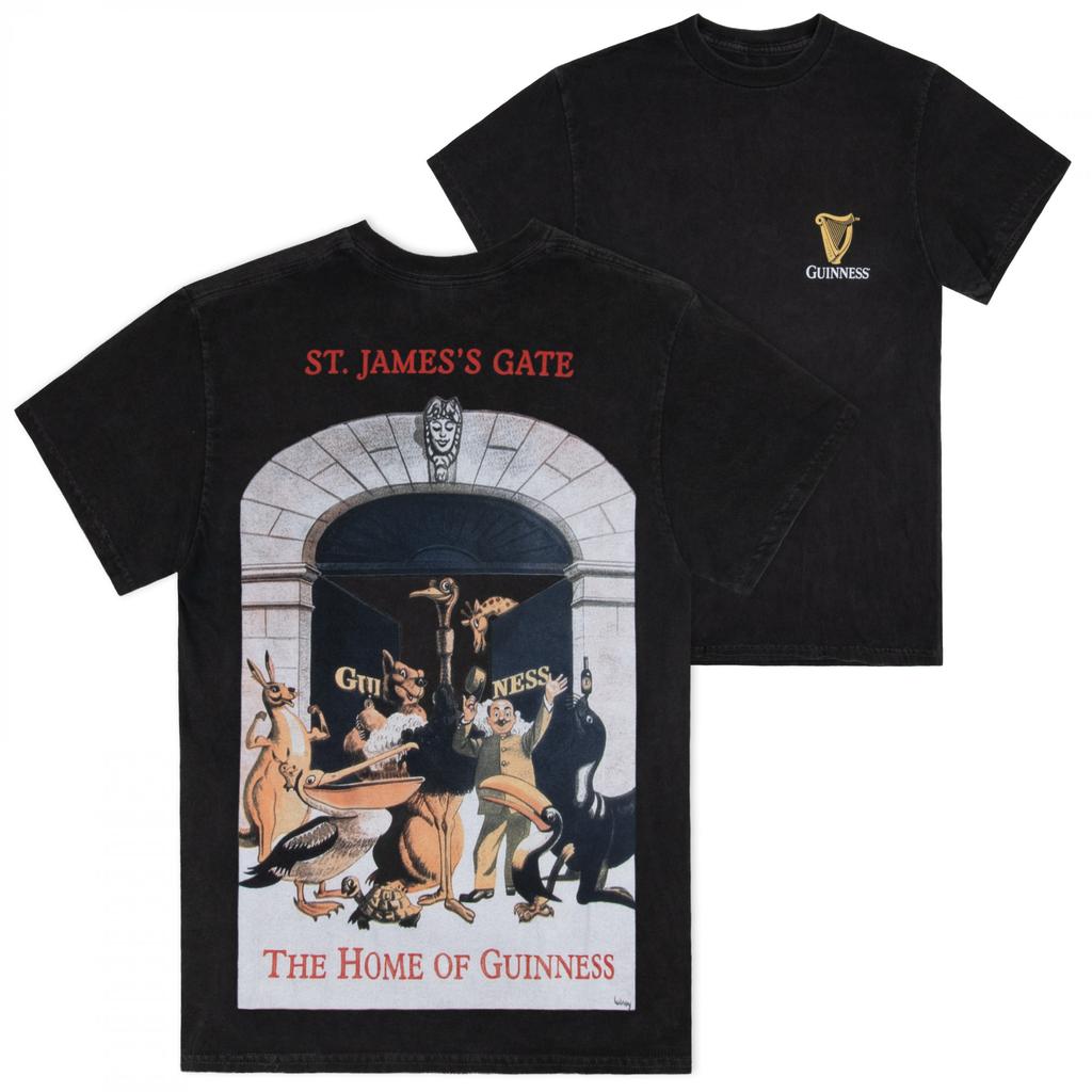 Guinness St. James Gate Home of Guinness Front and Back Print Mineral Wash Premium T-Shirt