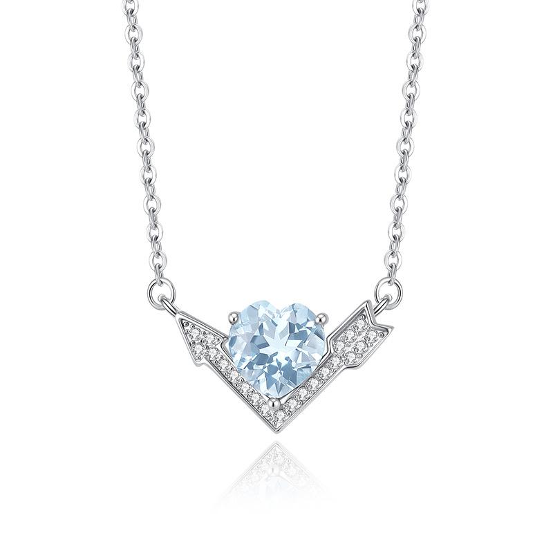 

S925 Sterling Silver Arrow Through Heart Necklace Peridot Crystal Stone Cupid Collarbone Chain Valentine s Day Birthday Jewelry Gift for Women 925 silver