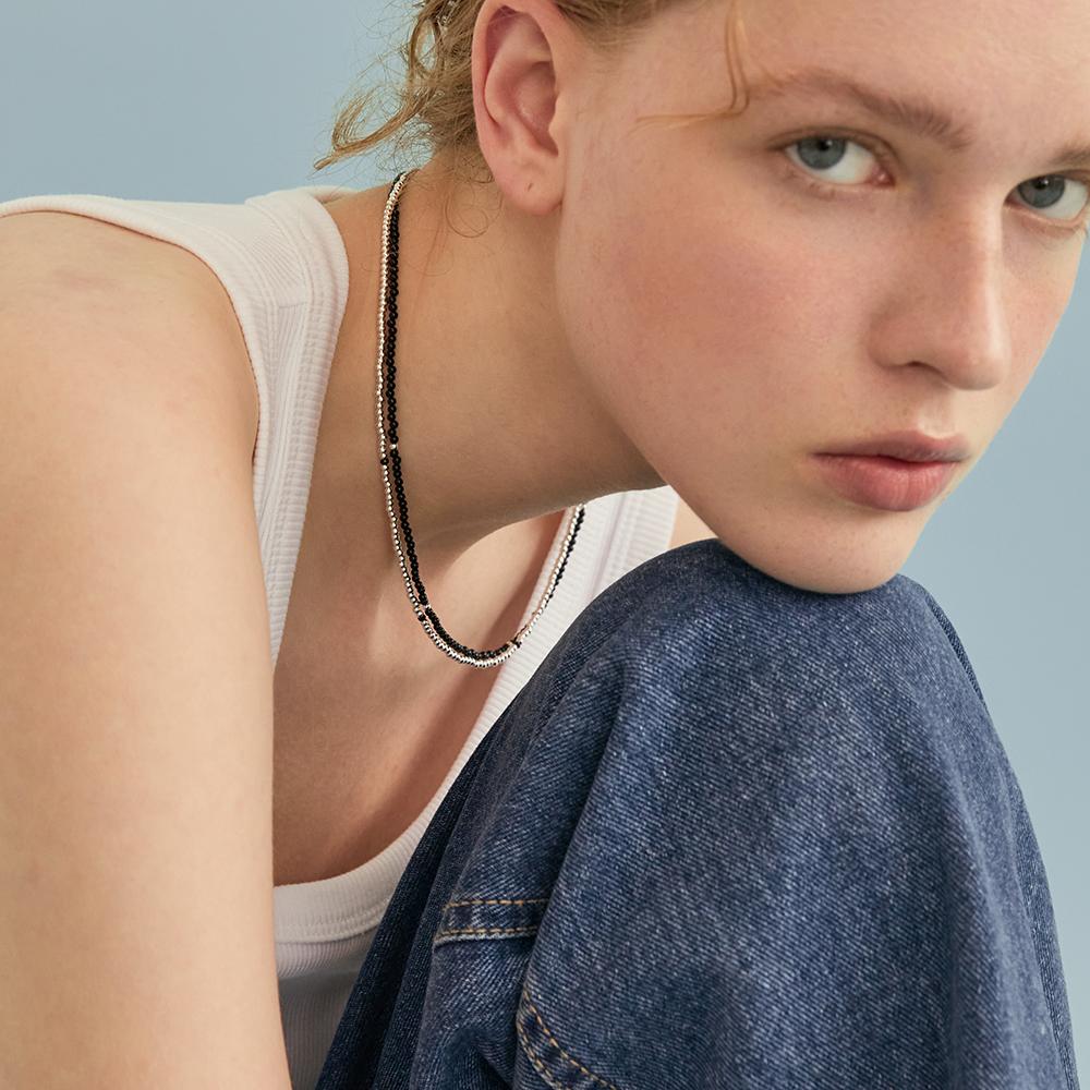 Lunne Silver 925 Black Spinel Glow Necklace #Lsn72