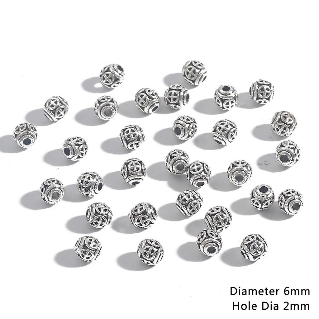 6 mm 20 stk hule antikk sølv vintage metallperler for DIY smykker