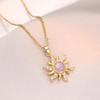 Sunflower Zircon Pendant Necklace - Trendy Titanium Steel Design for Women
