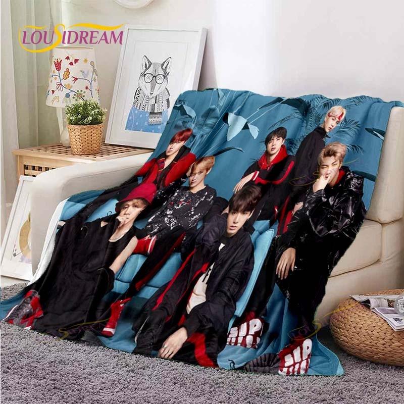 Kpop Bangtan Boys BTS Blanket Couch Quilt Cover Travel Bedding Outlet Throw Blanket Flannel Blanket Bedspread Picnic Blanket