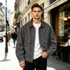Men's Color Leather Jacket with Lapel Collar Retro Loose Fit Plus Size Outerwear for Spring Fall