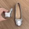 Sheepskin Version~ Leather Small Inner Height Increase Mary Jane Shoes Women's French Retro Bow Ballet Shoes Single Shoes
