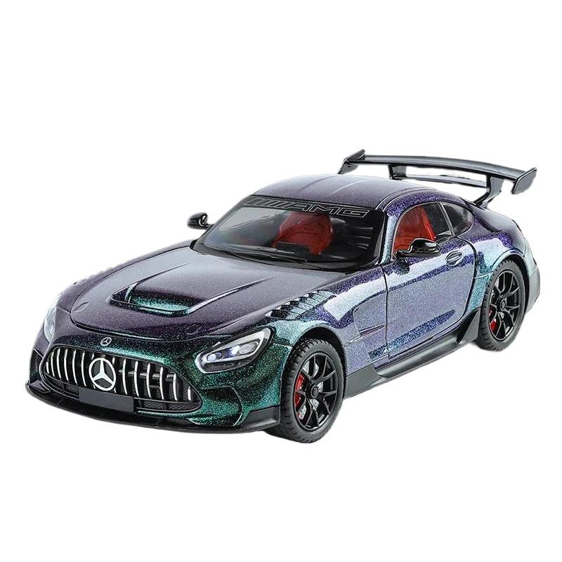 

1/24 Benz AMG GT Alloy Модель спортивного автомобіля Литі під тиском Металеві модифіковані моделі гоночних автомобілів Симуляція Звук Світло Дитяча іграшка Подарунок 1/24-Size:20.5*9.5*5.5cm фіолетовий/зелений
