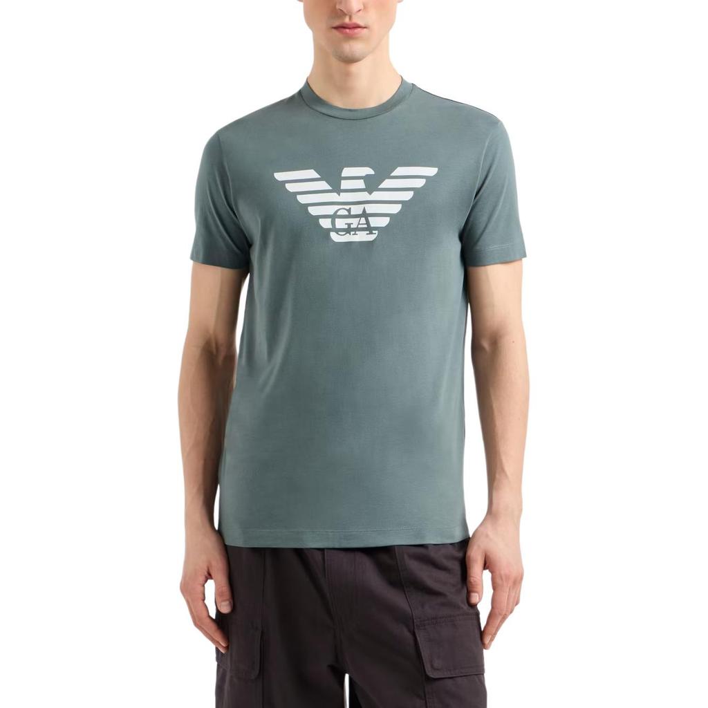 Emporio Armani Logo Crew Neck Short Sleeve T-Shirt Men tops Military-Blue 8N1TN5-1JPZZ-M9061