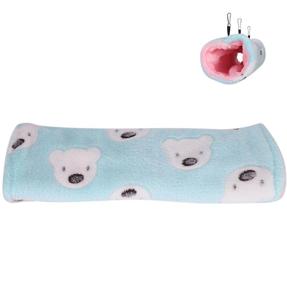 Small Pet Tunnel Cotton Nest Plush Soft Hamster Hanging Channel House(Green Little Bear)M