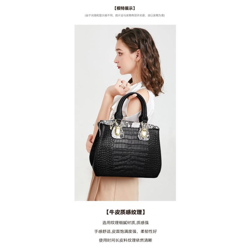 High-end Crocodile Pattern Genuine Leather Fashion Crossbody Bag New Large Capacity Women's Handbag Cowhide Bag