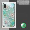 Cream Rice White Petals Suitable for iPhone 17 Pro Max 16E 15 Pro 14 13 Plus 12 Mini 11 XR Xs 7 8 16 Air Black Glass Phone Case