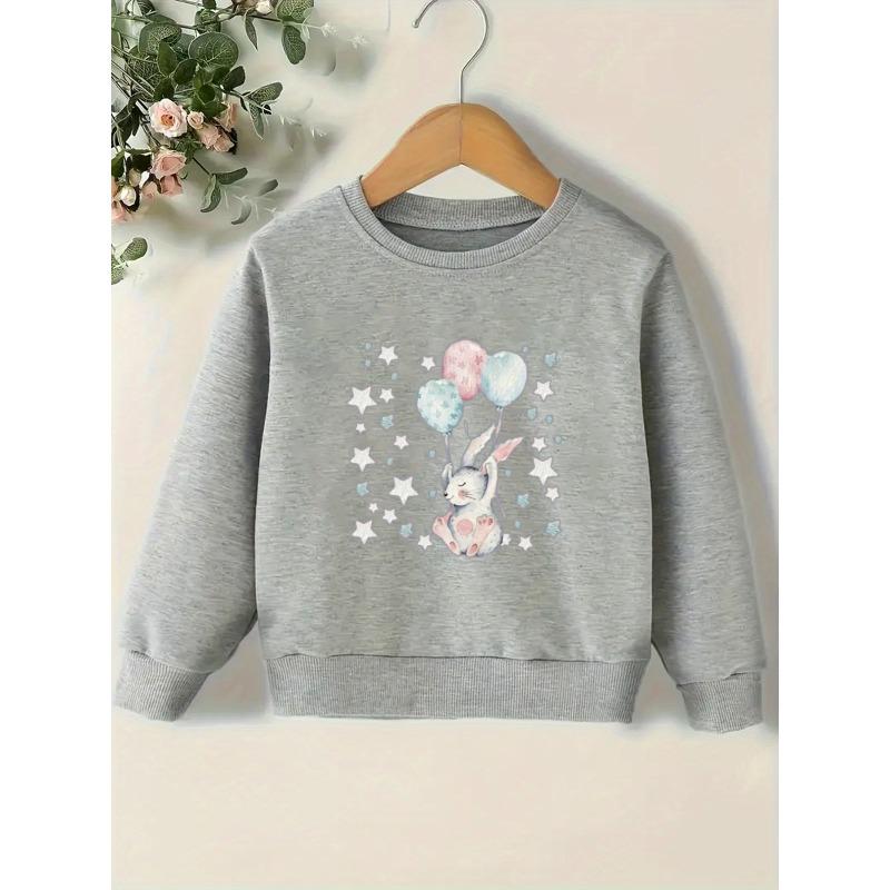 European Sizes Cute Printed Pattern Simple Sweet Beauty Baby Spring Thin Round Neck Hoodie
