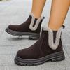 Fashion Furry Snow Boots Female Padded Thickened Cotton Shoes for Women 2025 Winter New Thick Bottom Slip on Plush Heeled Ankle Botas