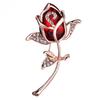 European-American Rhinestone Crystal Rose Flower Brooch