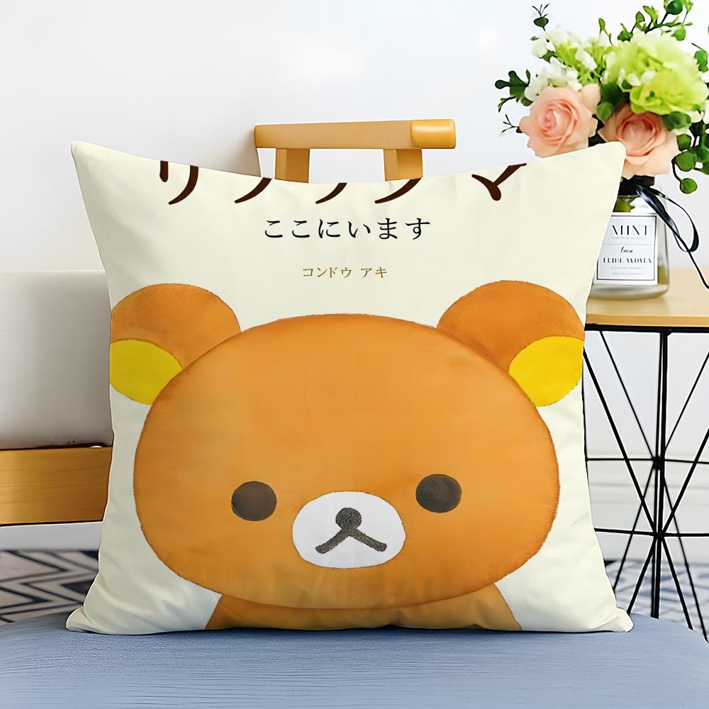 RRilakkuma Cushion Cover Washable Linen Pillowcase Soft  for Sofa Bed Cozy Home Room Decor