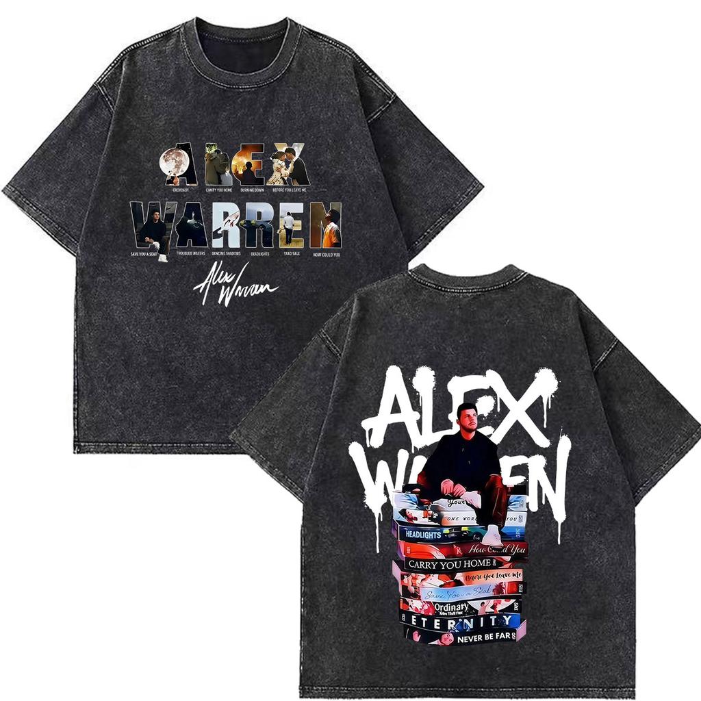 Alex Warren 2026 Tour Graphic Merch Vintage Washed T Shirt Men Women Hip Hop Fashion Tshirts Short Sleeve Cotton Loose T Shirts
