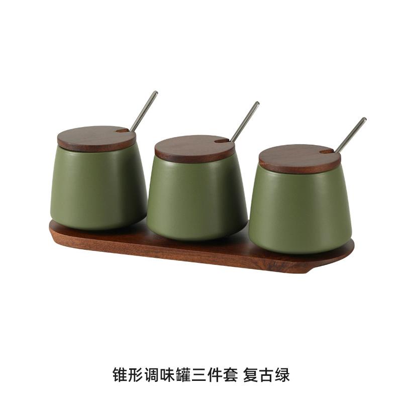 Nordic Household Ceramic Seasoning Jar Cone-shaped Seasoning Box Kitchen Storage Container Household Accessories Ceramic Jar