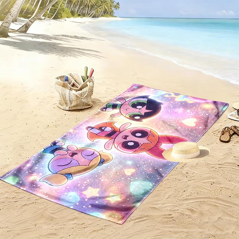 The Powerpuff Girls Print Beach Towel, Large Soft Quick Dry Towel for Beach Camping Swimming