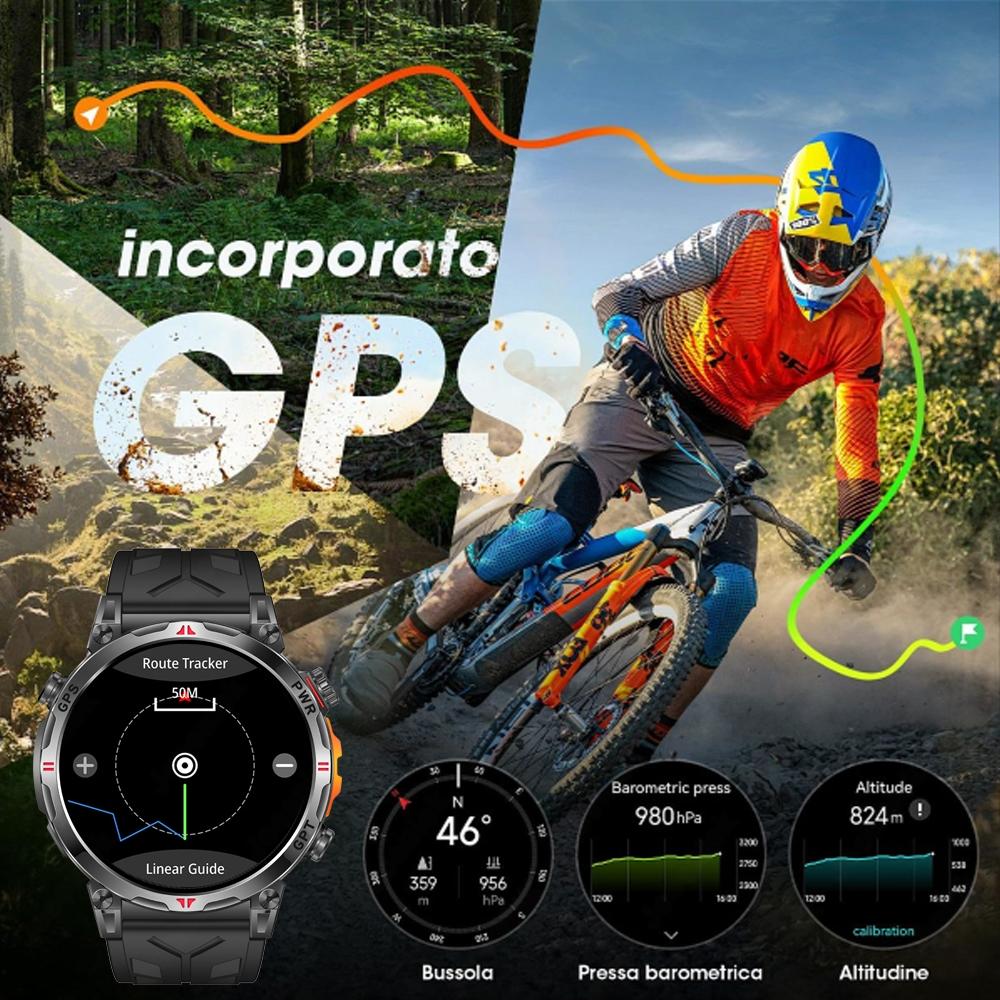 New Military Rugged T-Rex3 GPS Positioning Smartwatch Compass Barometer Altimeter 5ATM Waterproof 650mAh Battery Sport Men Watch