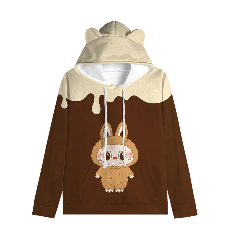 Labubu Pullover Kids Hoodie Sweatshirts Cat Ears Cartoon Sweatshirt Teens Boys Girls Cosplay Costume Hoodies