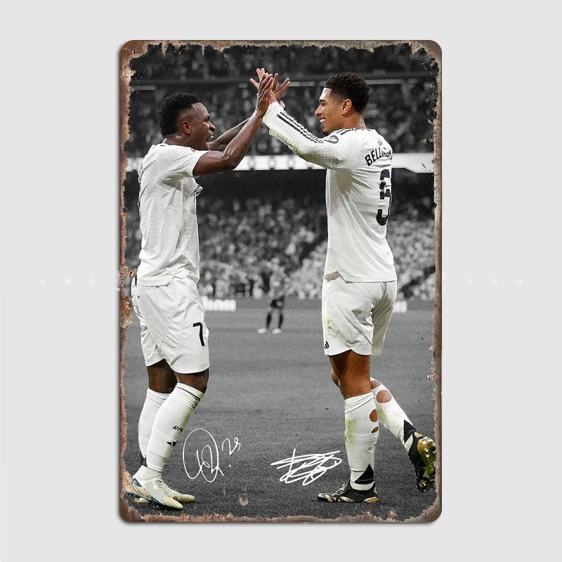 

Vinicius Junior And Jude Bellingham Metal Poster Sign Football stadium Garage Club Vintage Bar Wall Room Decoration Home Decor 7.9x11.8In(20x30cm)