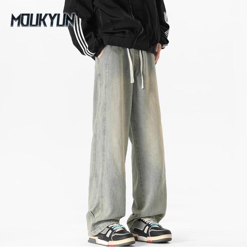 

Thin Men s Straight Jeans Vintage Fashion Wide Cargo Baggy Casual Male Denim Trousers Streetwear Wide Jeans Men s pants XXXL