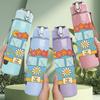 1PC Retro Blue Flower Van 750ml Color Plastic Sports Water Bottle Leakproof Flip Straw Lid Suitable for Sports Office Home Use