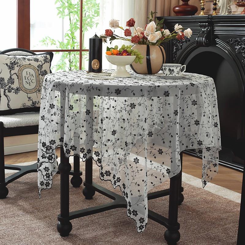 Elegant Lace Tablecloth French Style Rectangular Dining Cover Vintage Decorative TV Stand Dustproof Cloth