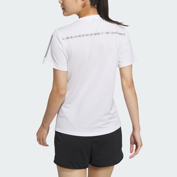 Adidas Own The Run Cooler T-Shirt Color Block Round Neck Short Sleeve Women Tops White JF1476