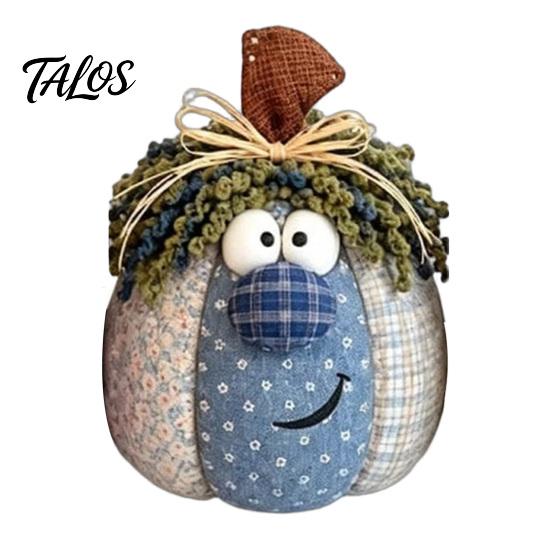 Handmade Harvest Ornaments for Thanksgiving Whimsical Patchwork Pumpkin, Pumpkin Table Decor, Cute Smiling Face Retro Decorations Halloween