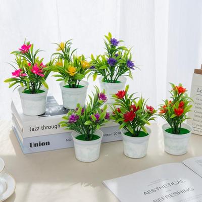 Künstliche Blumen Bonsai Vase zur Heimdekoration Mini-Topfpflanzen Festival Hochzeit Zierblumentöpfe Badezimmer Fensterbank Pflanzen