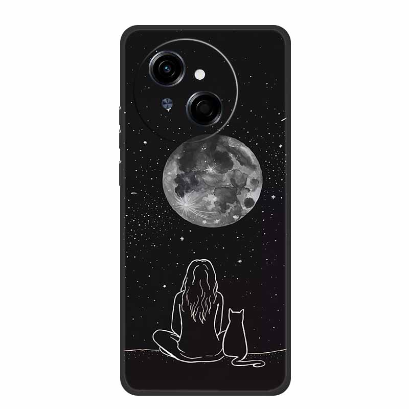For Tecno Spark 40C Phone Case 6.67" Fashion Photos Black Silicone Soft TPU Case For Tecno Spark 40C Back Cover Cases 40 C Coque