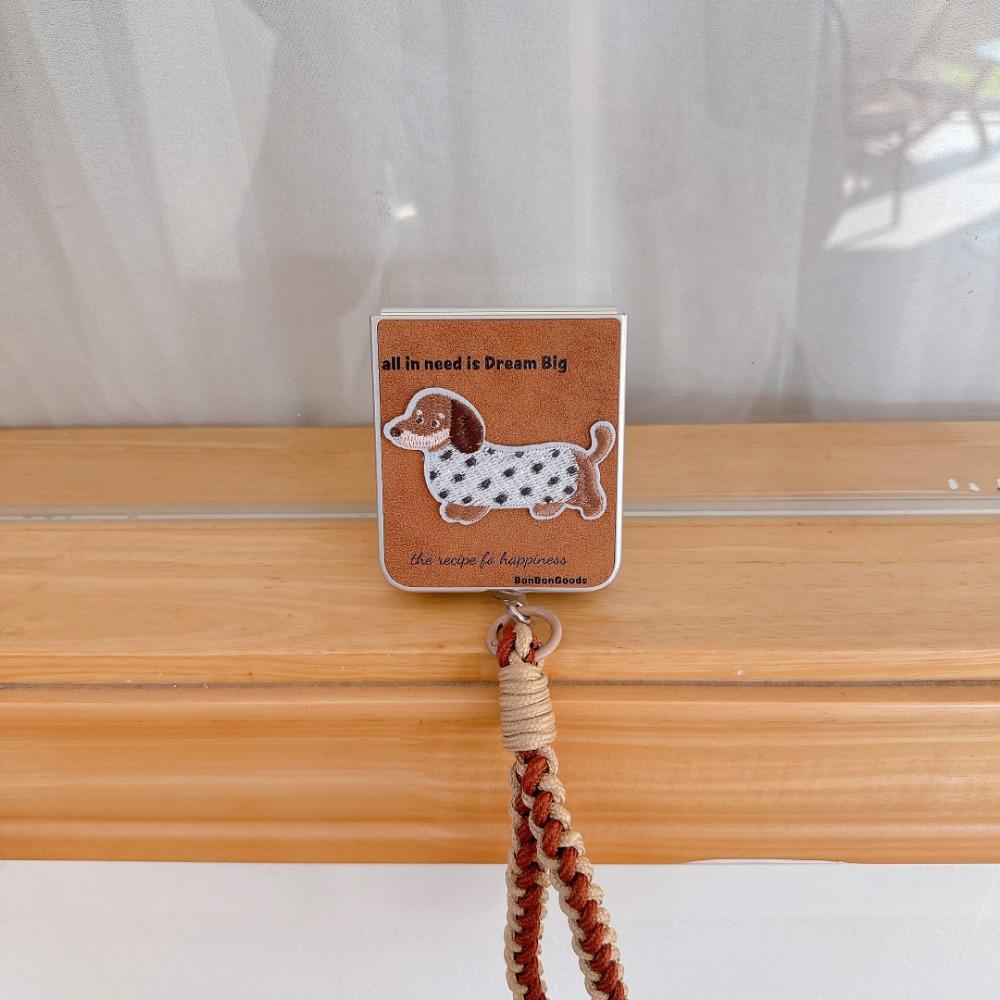 Brown Wrist Strap Phone Case for Samsung Galaxy Z Flip 6 5 4 3 Flip6 Flip5 Flip4 Flip3 5G PU Leather Shockproof Protective Cover