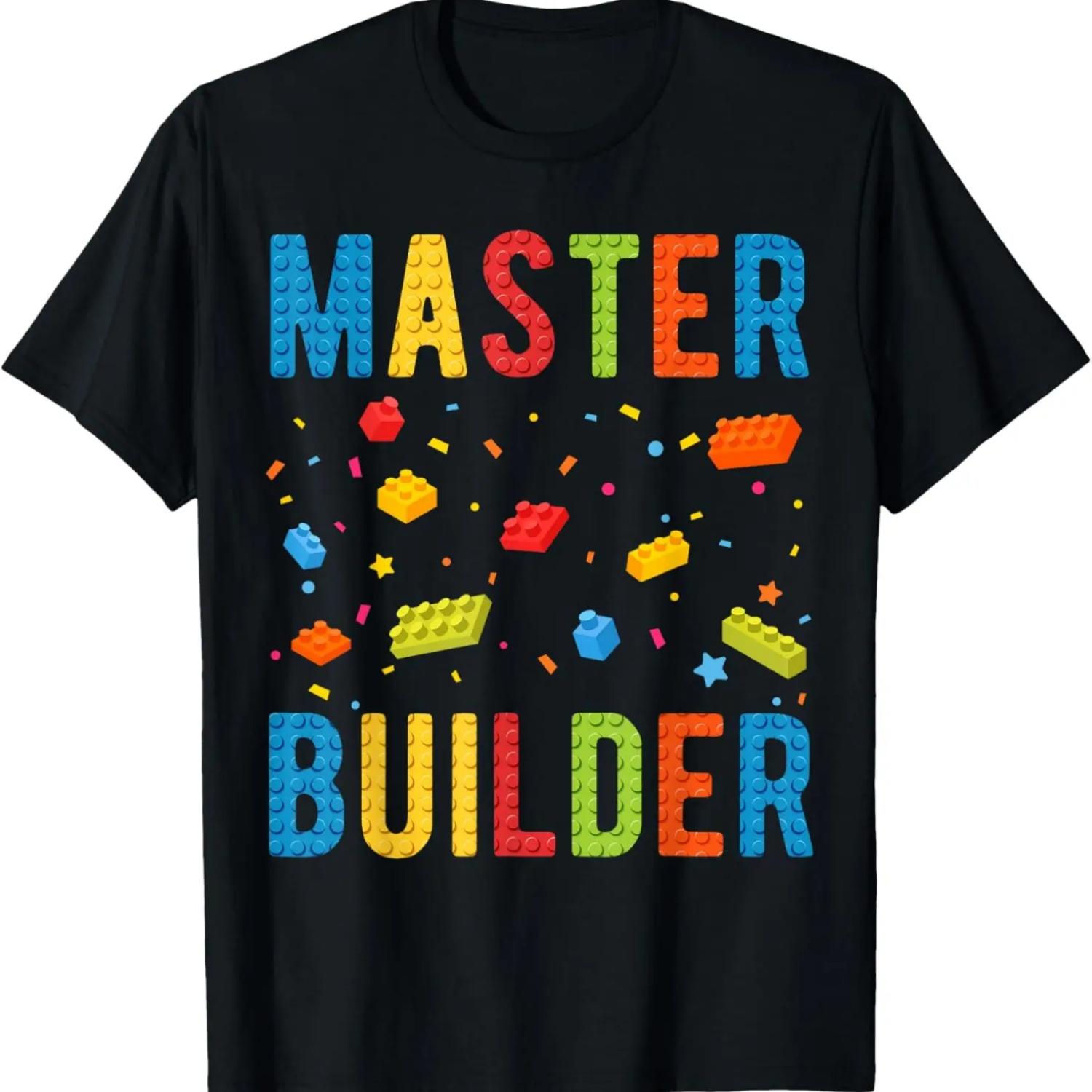 Master Builder Kids Building Blocks Brick Builder T-Shirt S чёрный
