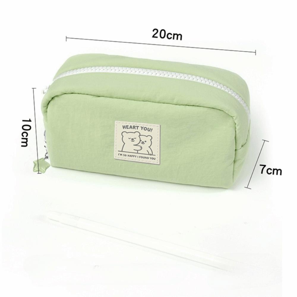 New Solid Color Pen Bag Large Capacity Cartoon Pencil Pouch Gift with Star Pendant Stationery Organizer School Office