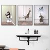 Funny Animals Elephant Giraffe Penguin Playing On Toilet Wall Art Poster Canvas Painting for Bathroom Toilet Nordic Decor Pictur