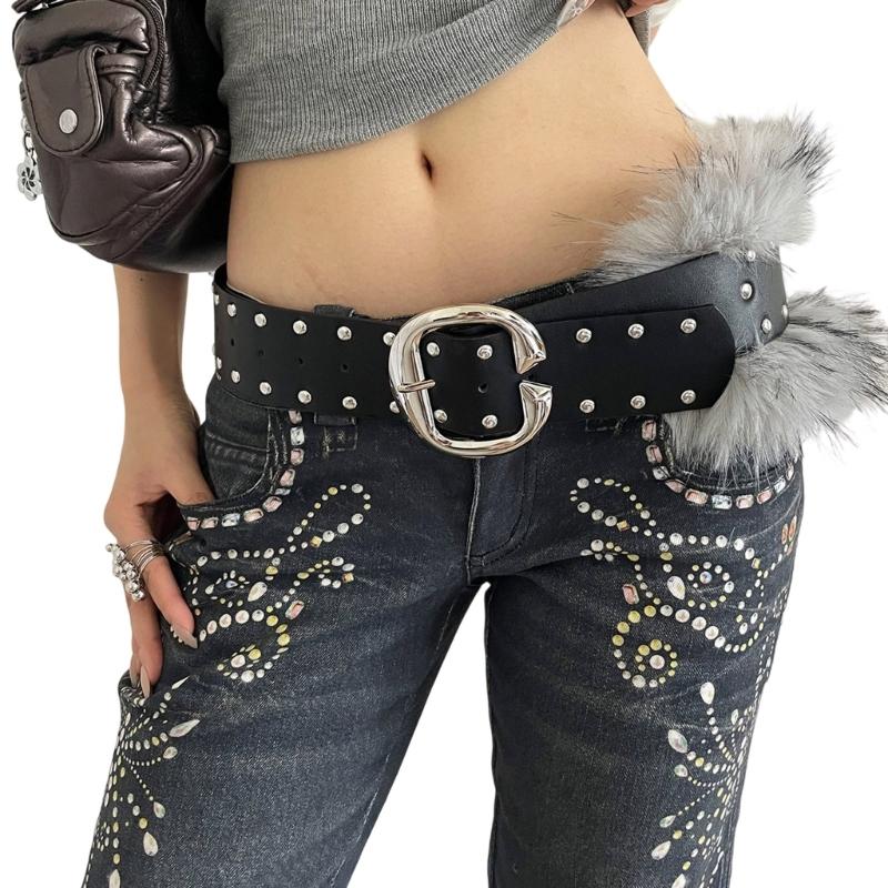 Edgy Faux And With Hardware Multi Hole Adjustable Waistband For Men Women Casual Outfits