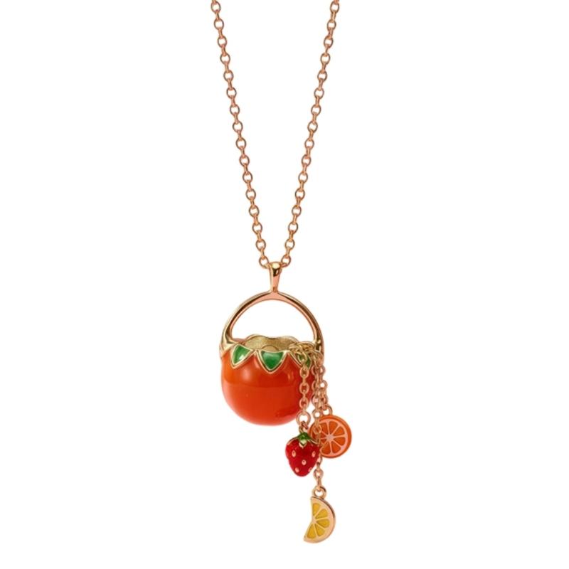 Elegant Collarbone Length Fruit Inspired Tassels Necklace Minimalist Style Personalized Gift for Her Special Occasion Copper Material