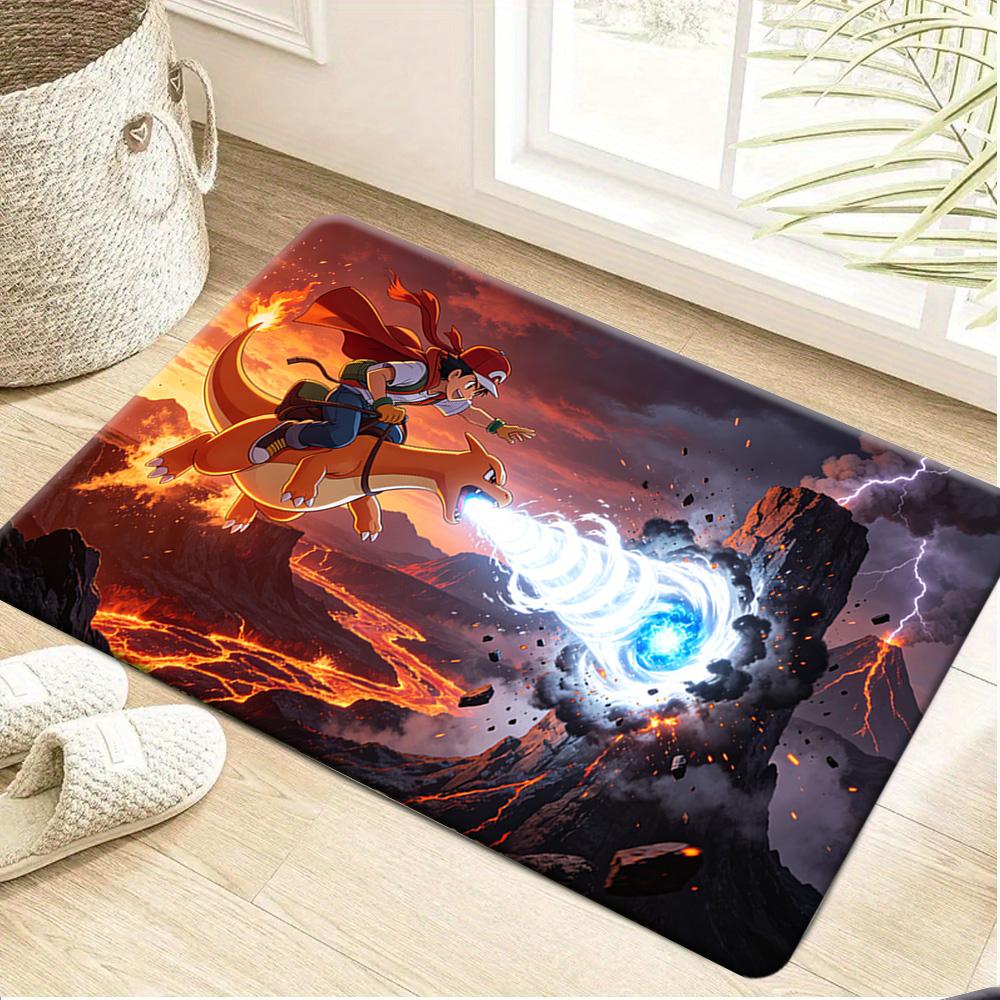 Cute Green Pokemon Cartoon Collection Print Absorbent Non-Slip Indoor Bathroom Entryway Doormat Floor Rug 40cm x 60cm