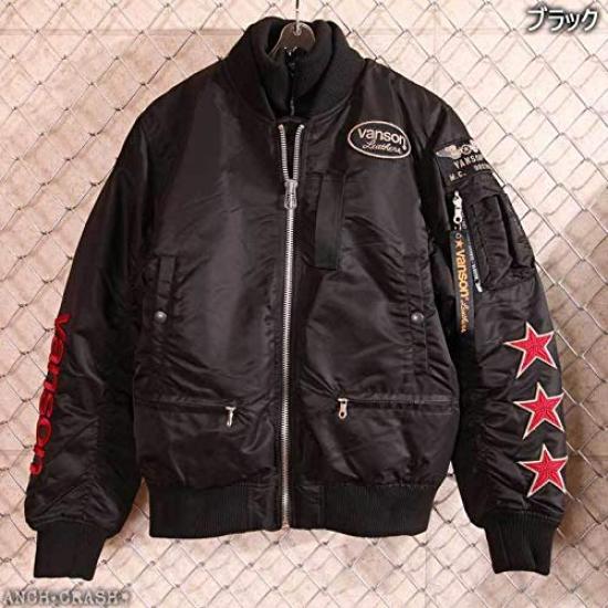 Flying Star Embroidery Flight Jacket Black M [Vanson] MA-1 NVJK-702