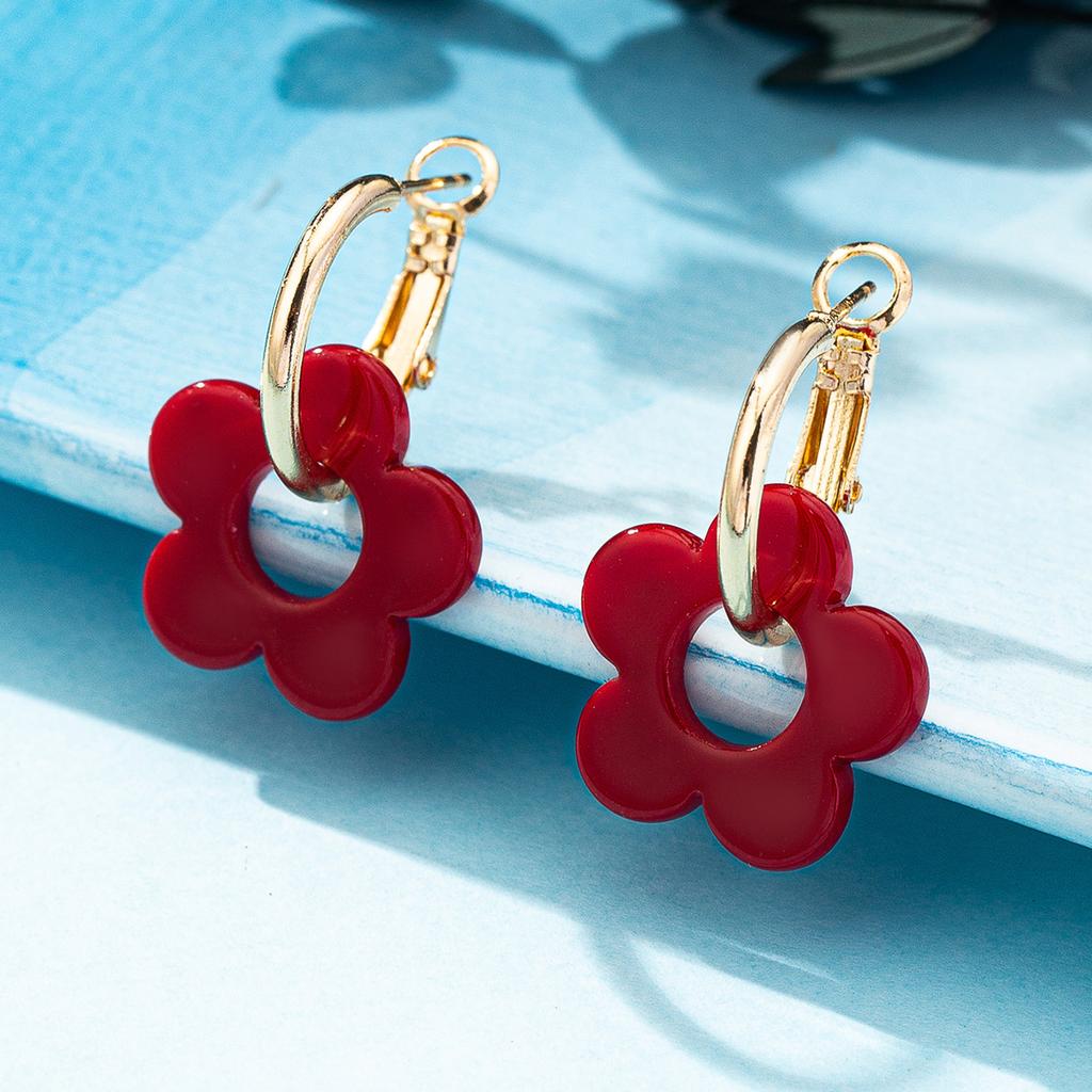 Fashion Exaggerated Flower Earrings Women'S Niche Design Sense Color Temperament Elegant Versatile Earrings