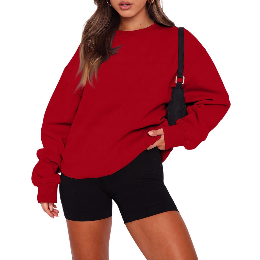 Women's Fashion Long Sleeve Crewneck Sweatshirt Top for Casual Everyday Wear