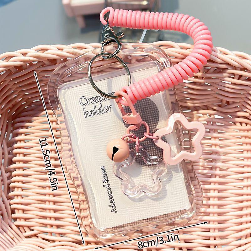 Ins Kpop Photocard Holder Keychain Korean Idol Photo Cards Sleeve Small Card Display Case Protector ID Cards Cover for Kpop Fans